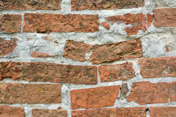 Old red brick wall background