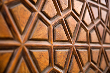 Detail of the traditional wooden carving ornament from Suleymaniye Mosque in Istanbul, Turkey