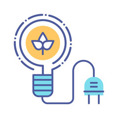 Eco energy line color icon. Lightbulb sign. Alternative energy vector pictogram. Eco friendly. Green technology symbol. Button for web page, app, promo. UI UX GUI design element. Editable stroke.