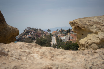 Cliff overlooking road