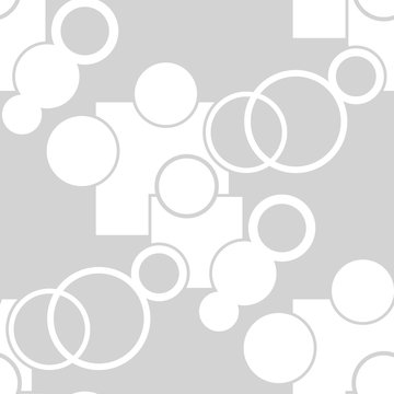Seamless geometric abstract pattern with circles, squere and rings
