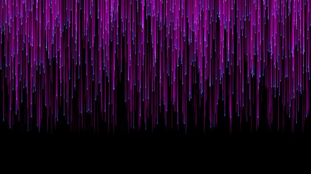 light glowing rays, abstract holiday animation with slow moving down neon beams on black background