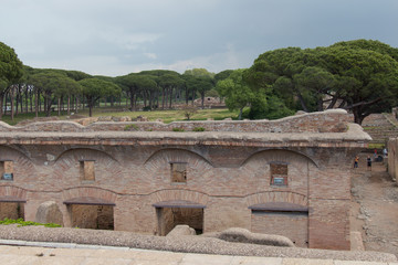 Fototapeta na wymiar Termopolio in The Ancient Roman Port of Ostia Antica, Province of Rome, Lazio, Italy.