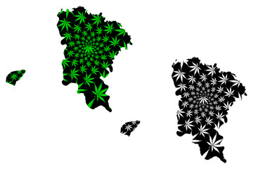 Monufia Governorate (Governorates of Egypt, Arab Republic of Egypt) map is designed cannabis leaf green and black, Monufia map made of marijuana (marihuana,THC) foliage,....