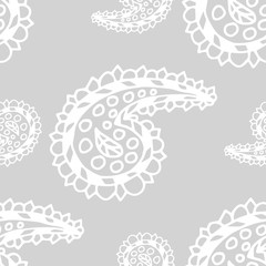 Abstract seamless pattern with indian cucumber, paisley