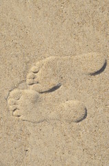 Footprint relief on sand 