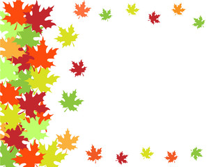 frame with autumn colored maple leaves