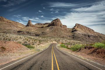 Not much traffic on this road and the view are amazing on this blue sky day.