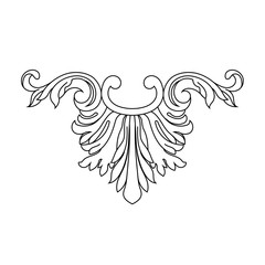 Black vintage baroque ornament, corner. Retro pattern antique style acanthus.Black vintage baroque ornament, corner. Retro pattern antique style acanthus.