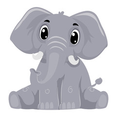 Vector Illustration of Cartoon Elephant in Sitting Position