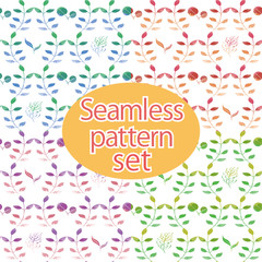 水彩風ボタニカル　植物柄シームレスパターン