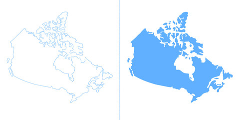 Outlined Canada map country silhouette vector drawing template for your design.