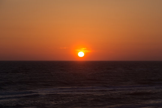 Twilight before the sun sets over Tyrrhenian sea. Amazing sunset.
