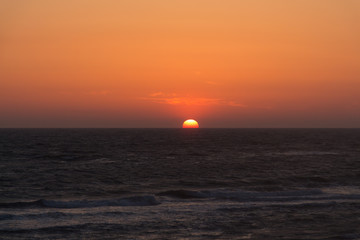Twilight before the sun sets over Tyrrhenian sea. Amazing sunset.
