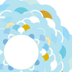 Abstract composition of round elements. scales simple Nature Asian wave circle pattern Blue brown orange white background card banner design. Vector