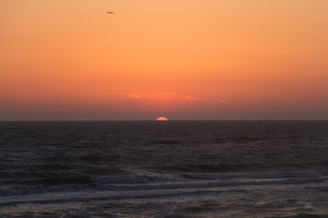 Twilight before the sun sets over Tyrrhenian sea. Amazing sunset.