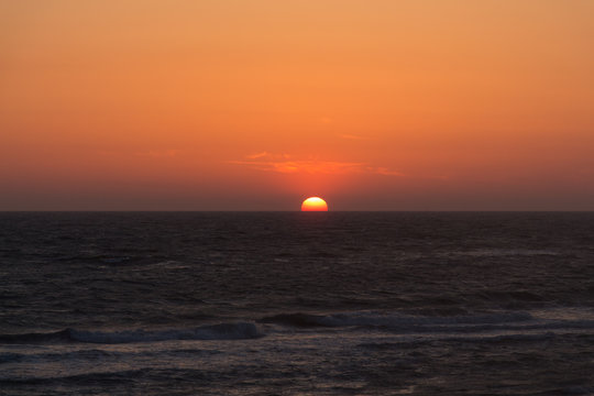 Twilight before the sun sets over Tyrrhenian sea. Amazing sunset.