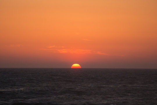Twilight before the sun sets over Tyrrhenian sea. Amazing sunset.