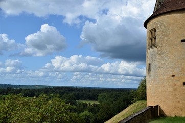 Dordogne nice sky view from Castle of Biron 