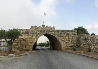 The main gate to the Christian Temple of the Transfiguration located on Mount Tavor near Nazareth...