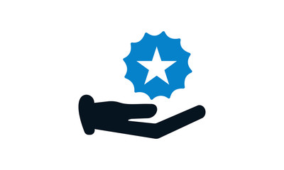 Hand holding badge icon for identification and security-related websites