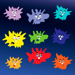 Obraz premium Set of multi-colored blots in the form of blots with a different mood. Vector cartoon in comic style.