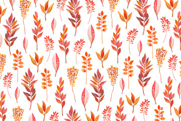 Autumn Pattern Made Of Watercolor Elements