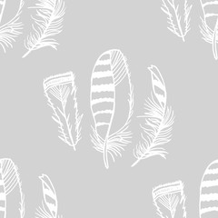 Mockingjay feather seamless pattern hand drawn sketch