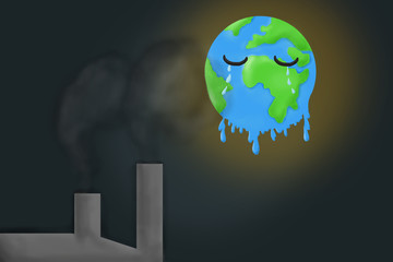 The earth drawing for global warming concept.