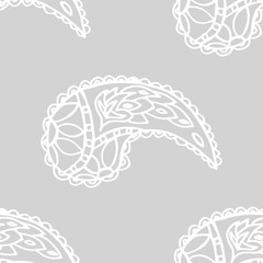 paisley seamless pattern, hand drawn indian cucumber, sketch