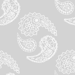 paisley seamless pattern, hand drawn indian cucumber, sketch