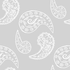 paisley seamless pattern, hand drawn indian cucumber, sketch