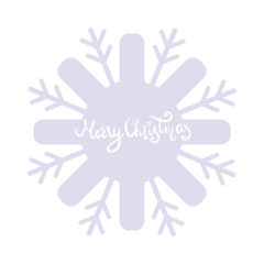 Merry Christmas card banner design snowflake lilac isolated on white background. Vector