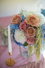 the most beautiful flowers, magnificent bouquets of flowers on the leg in the interior of the restaurant for a festive floristry store or wedding salon for the bride or groom, a bridal bouquet, butane