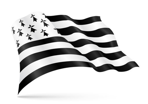 Weaving flag of Brittany, department of France. Vector realistic breton illustration isolated on white background