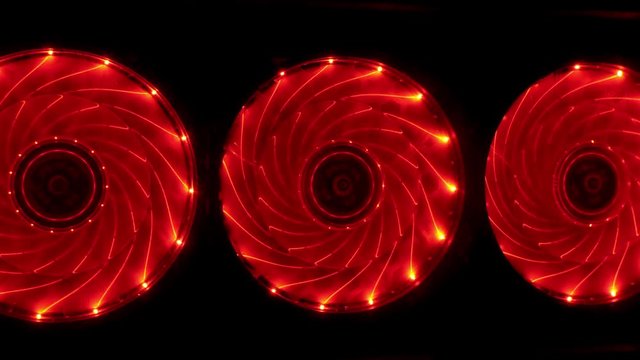 Close up fed light computer fan, electronic technology 