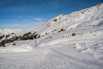 Fototapeta na wymiar Ski slope in the Alps, Switzerland