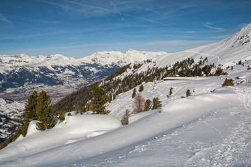 Fototapeta na wymiar Winter mountain Alpine landscape