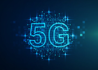 5G Network internet concept background. Creative glowing
