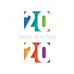 Happy new year 2020 background. Vector brochure or calendar cover design template. Cover of business diary for 20 20 with wishes. The art of cutting paper.