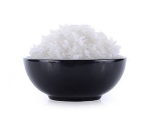 rice in bowl isolated on white background