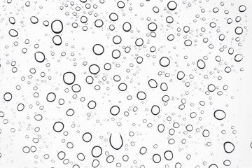 Rain drops on glasses surface background./Natural pattern of raindrops on white background.