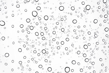 Fototapeta na wymiar Rain drops on glasses surface background./Natural pattern of raindrops on white background.