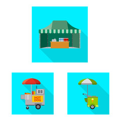 Vector illustration of market and exterior logo. Set of market and food stock vector illustration.
