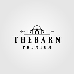 vintage minimalist line barn building logo design illustration © linimasa