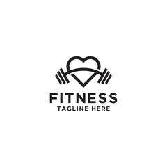 Fitness and love logo. barbel. Vector