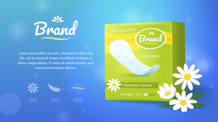 Hygienic Feminine Product Ad Concept Card Background. Vector © bigmouse108