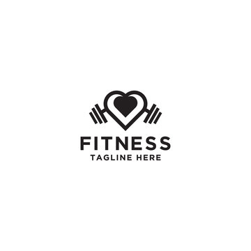 Fitness and love logo. barbel. vector