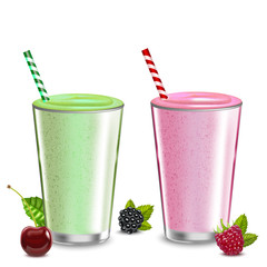 Realistic 3d Detailed Fruit Smoothies Set. Vector