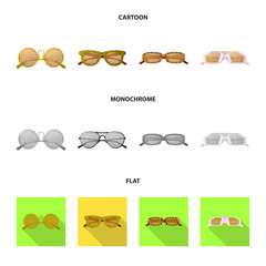 Isolated object of glasses and sunglasses symbol. Set of glasses and accessory stock vector illustration.